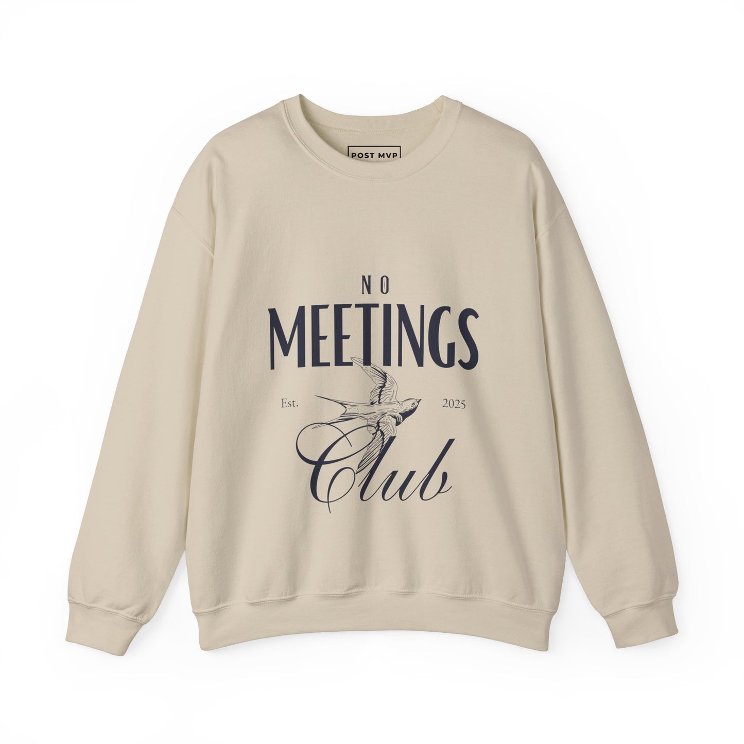 No meetings club vintage-style sweatshirt